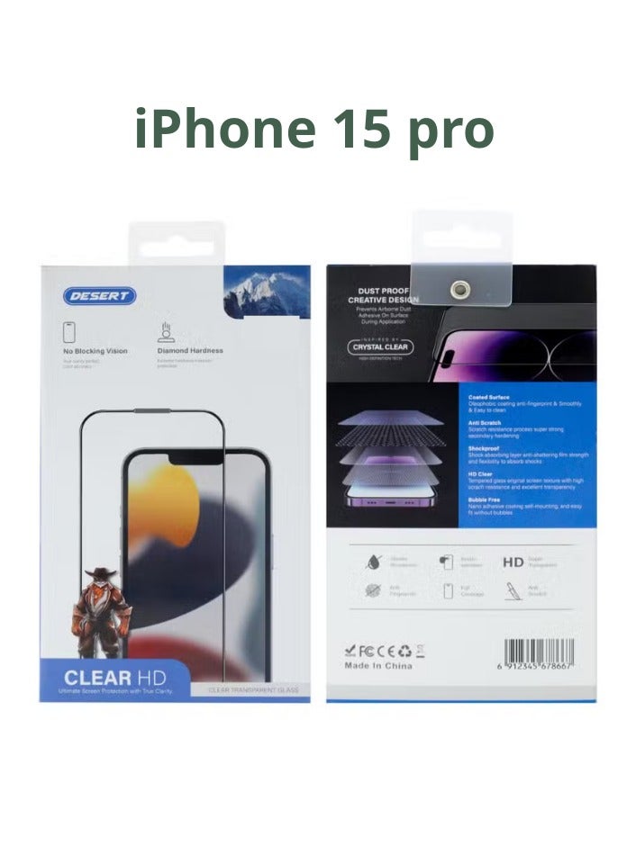 Desert Clear Screen Protector for iPhone 15 PRO, Desert Diamond Hardness - Image 3