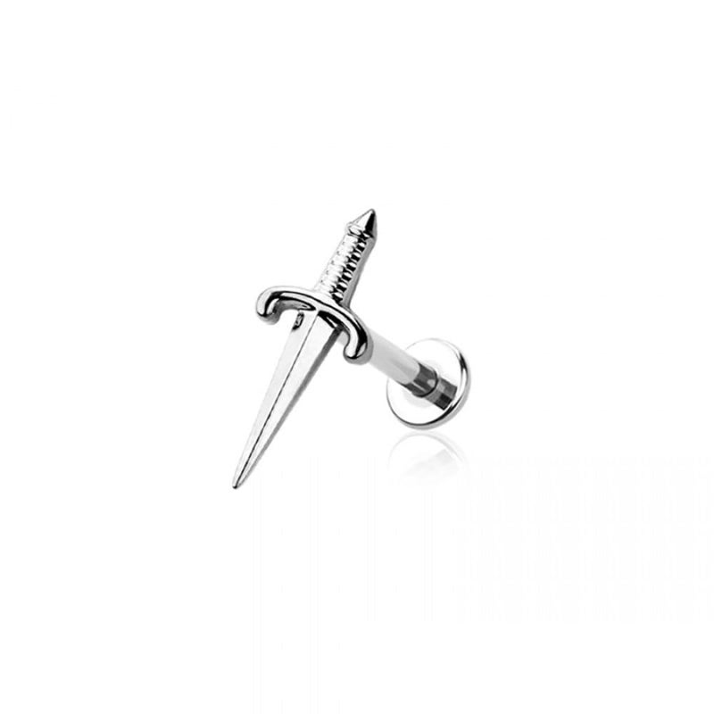 Pierced Owl 18GA ASTM F-136 Implant Grade Titanium Threadless Push-In Dagger Top Flat Back Stud (Silver Tone, 6mm Length) - Image 1