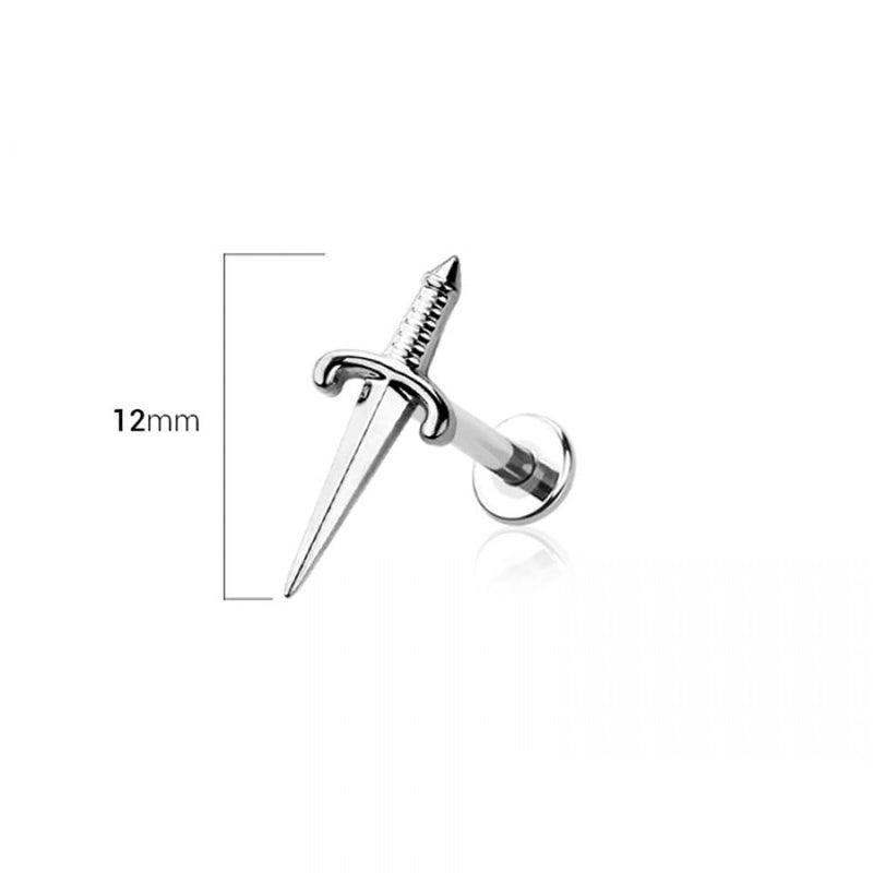 Pierced Owl 18GA ASTM F-136 Implant Grade Titanium Threadless Push-In Dagger Top Flat Back Stud (Silver Tone, 6mm Length) - Image 2