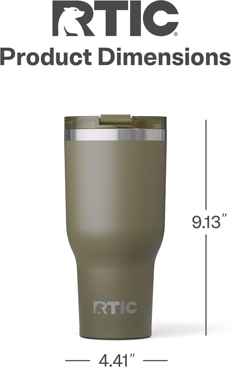RTIC 40oz Essential Tumbler with Lid, Ceramic Lined, Insulated, Stainless Steel, Metal, Double Wall Vacuum-Insulation, Travel Cup for Iced Coffee, Tea, Hot and Cold Drink, Olive - Image 5