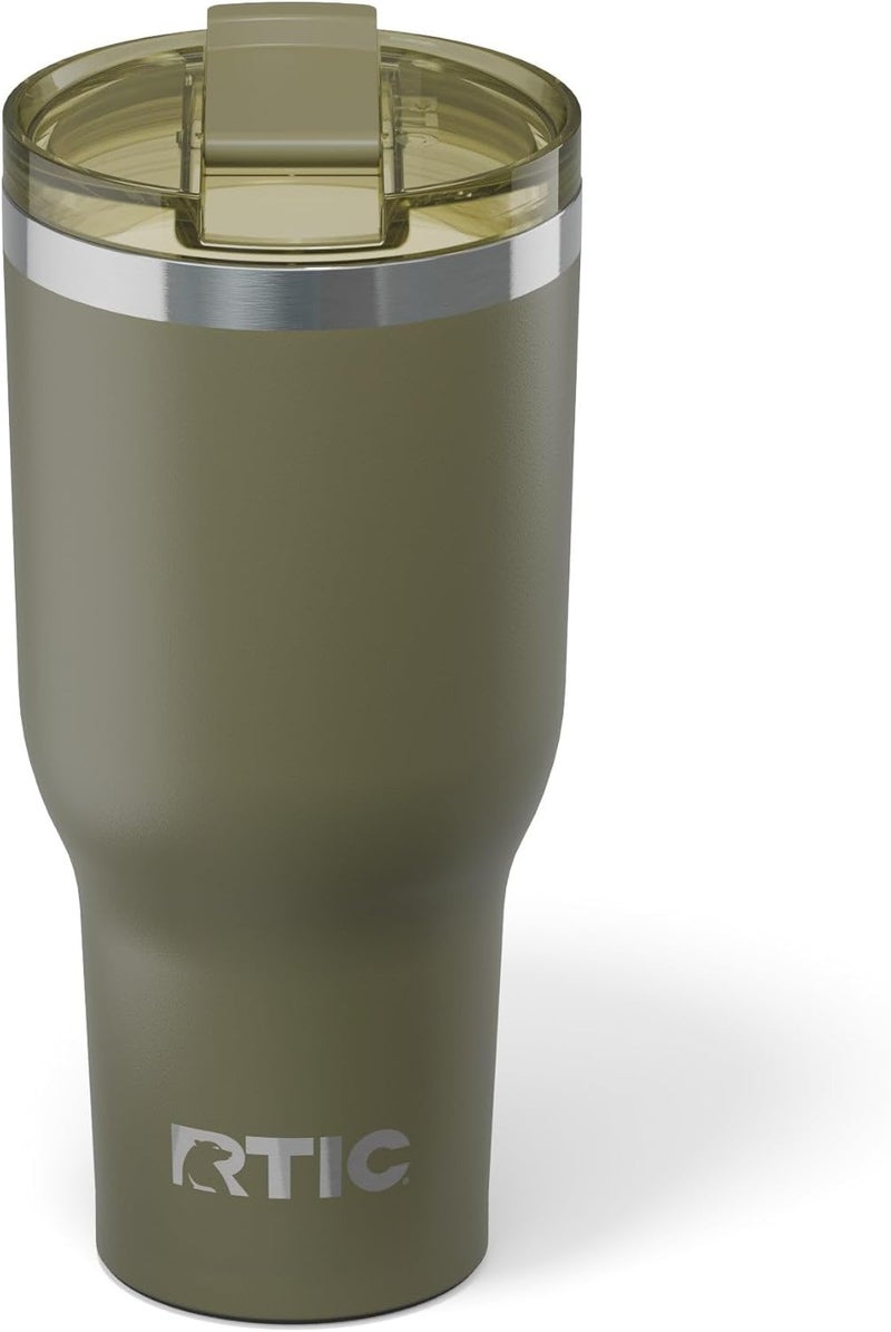 RTIC 40oz Essential Tumbler with Lid, Ceramic Lined, Insulated, Stainless Steel, Metal, Double Wall Vacuum-Insulation, Travel Cup for Iced Coffee, Tea, Hot and Cold Drink, Olive - Image 1
