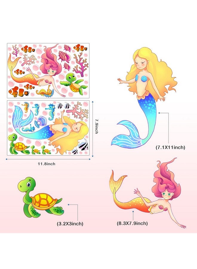 mesu Glow In The Dark Mermaid Wall Decals Sea Turtle Luminous Sticker Seahorse Ceiling Decor For Girls Room Nursery Mermaid - Image 5