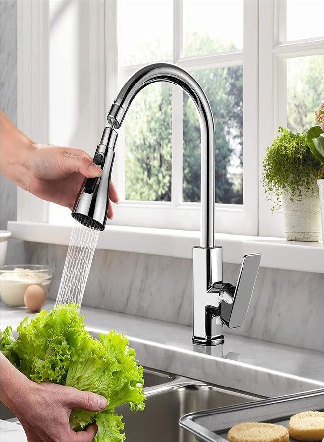 Suicune 3 Modes Shower Head Kitchen Tap, Pull Out Docking Shower, Dish Rinser Hand Shower Kitchen Tap 360° Rotatable High Pressure Mixer Tap Kitchen with High Pressure Flush Button - Image 5