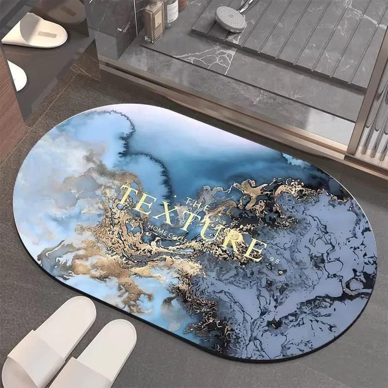 DOKMOE Soft Bath Mat Rugs Bathroom Mat Luxury Pattern NonSlip Diatomaceous Carpet Household Simple Design Absorbent Bathroom Rug Rug for in Front of Bathtub Shower Room Sink Bath Mat Marble - Image 1