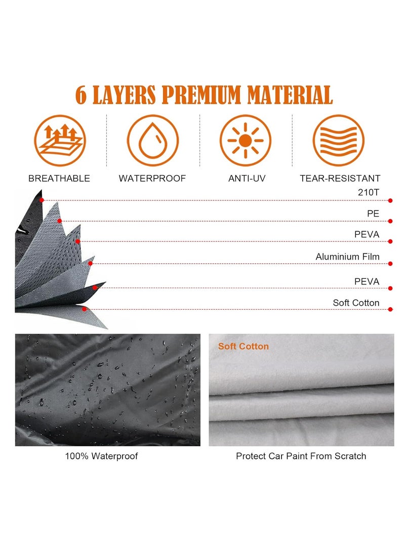 Zipporah All Weather Car Cover for Lexus NX300 NX 350 F Sport (2015-2024), 6 Layers Waterproof Coating with Reflectors, Soft Interior Lint Layer, Security Lock and Zipper (Black) - Image 2