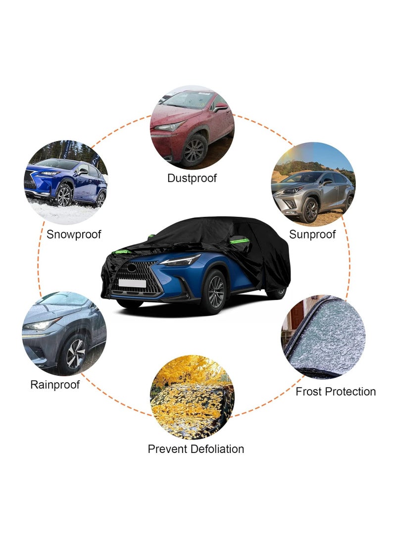 Zipporah All Weather Car Cover for Lexus NX300 NX 350 F Sport (2015-2024), 6 Layers Waterproof Coating with Reflectors, Soft Interior Lint Layer, Security Lock and Zipper (Black) - Image 5