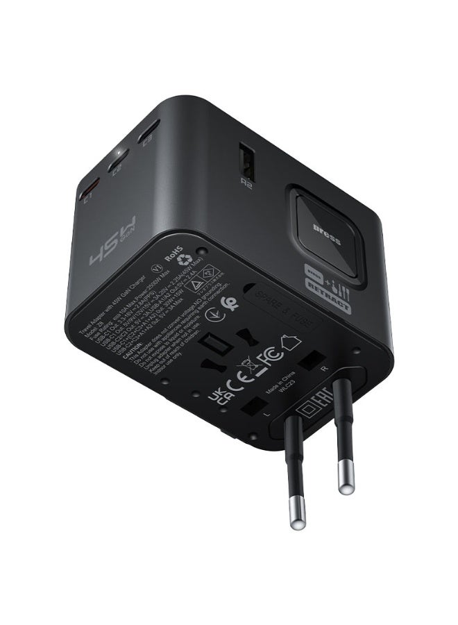 ACEFAST Z8 2500W Travel Adapter with 45W GaN Fast Charging – 5-Port Universal Chargerfor Phone, Tablet & Laptop - Image 5
