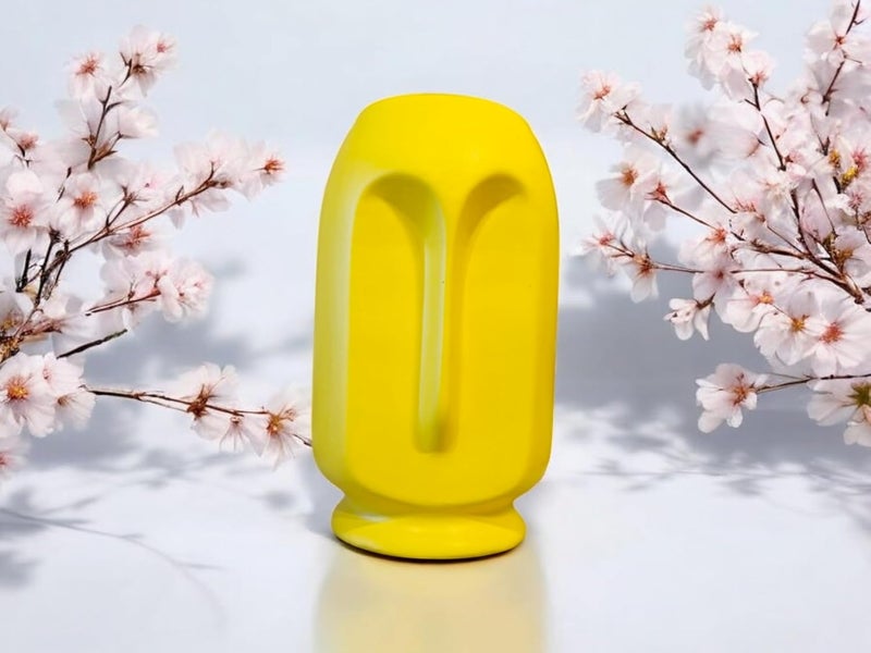 ARTISANS BAZAR Ceramic Face Vase 9 Inch Set of 1 Rough TexturedDecorative Face Vase for Dried Flowers and Pampas GrassVases for Home Decor Living Room Office Decor Ideas Yellow - Image 1