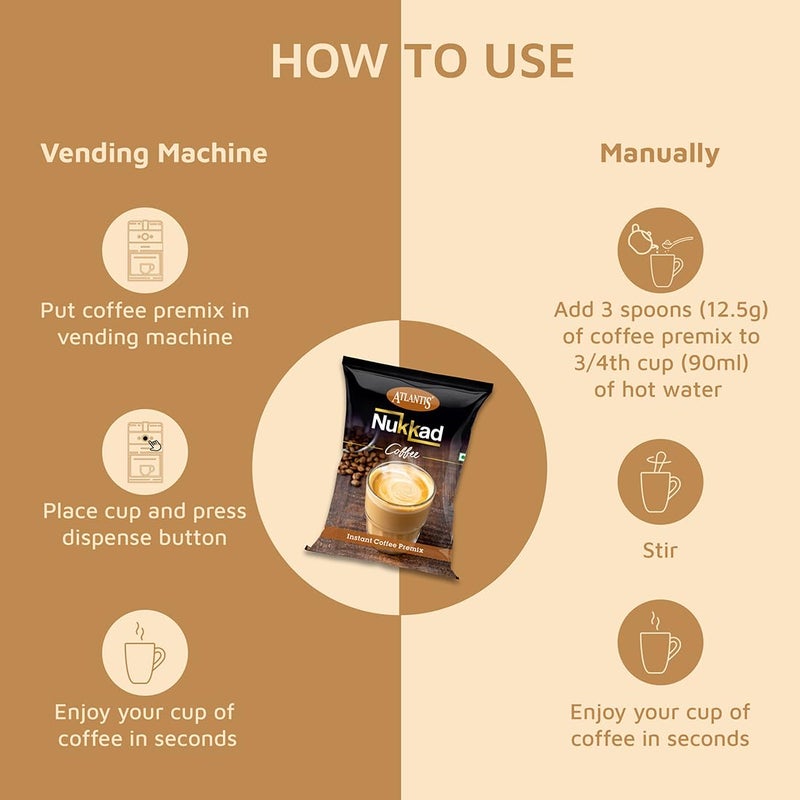 ATLANTIS 3 في 1 نكاد قهوة فورية مسبقة التحضير مسحوق جاف 1 كجم لجهاز البيع، كيس - Image 5