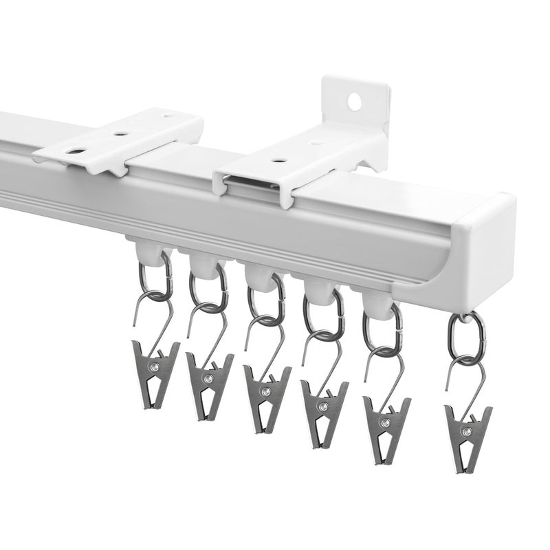 Hoeflife Curtain Track Ceiling Mount heavy duty sliding Curtains Tracks rails Rod System Room Divider with clips 912ft White