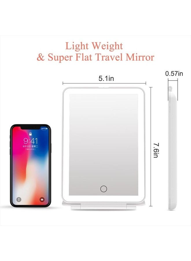 FUNTOUCH Rechargeable Travel Makeup Vanity Mirror with 72 Led Lights, Portable Lighted Makeup Beauty Mirror, 3 Color Lighting, Dimmable Touch Screen, Tabletop LED Folding Cosmetic Mirror with Lights  - Image 5