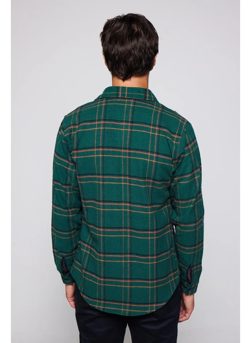 Tudors Slim Fit Slim Fit Double Pocket Checked Lumberjack Men's Shirt