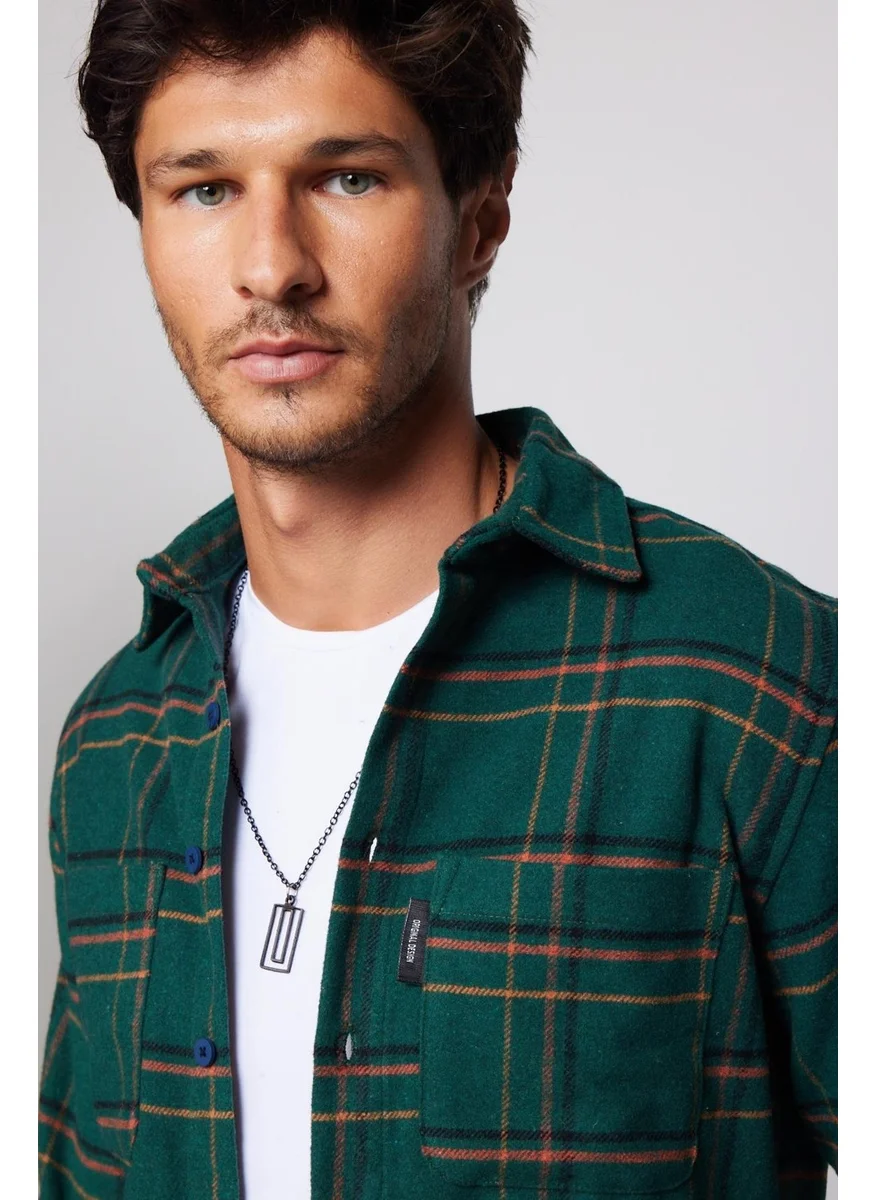 Tudors Slim Fit Slim Fit Double Pocket Checked Lumberjack Men's Shirt