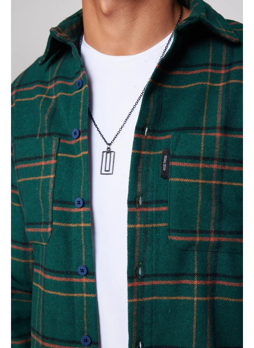 Tudors Slim Fit Slim Fit Double Pocket Checked Lumberjack Men's Shirt