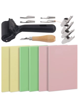 Rustark 13Pcs Rubber Stamp Making Kit with Stamp Block, Rubber Brayer Roller,Rubber and Wood Carving Cutting Tool, Block Printing Starter Tool Kit for Inking Blocks Carving and Printmaking - pzsku/ZF1F27009DFC4D67B1608Z/45/1749372064/3251f9e8-3ff4-4f8a-8a08-e7e027d771fe