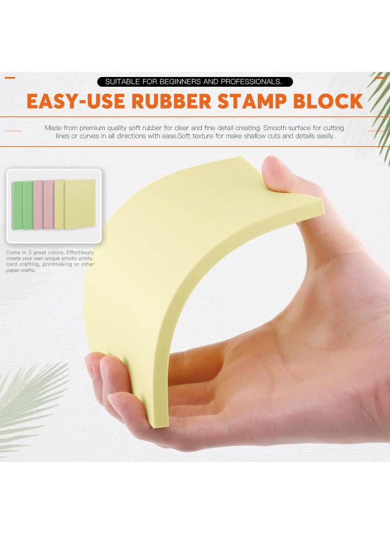 Rustark Rustark 13Pcs Rubber Stamp Making Kit with Stamp Block, Rubber Brayer Roller,Rubber and Wood Carving Cutting Tool, Block Printing Starter Tool Kit for Inking Blocks Carving and Printmaking  - Image 3