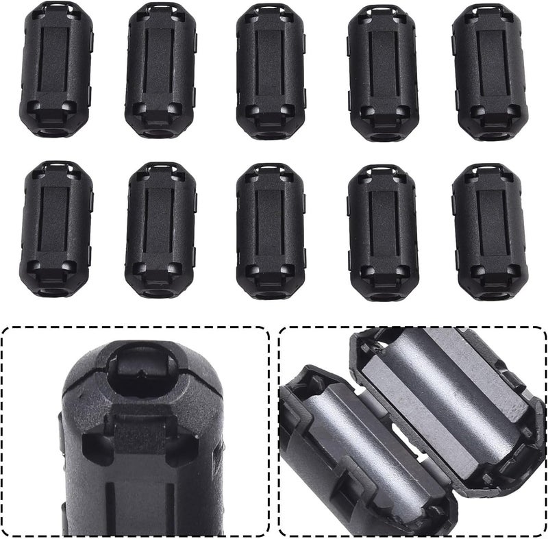 10 Pieces Ferrite Core Noise Suppressor Filter Ring, 5mm Diameter Clip On RFI Filter For Computer Hard Disk Fax Machine Cable(7mm) - Image 3