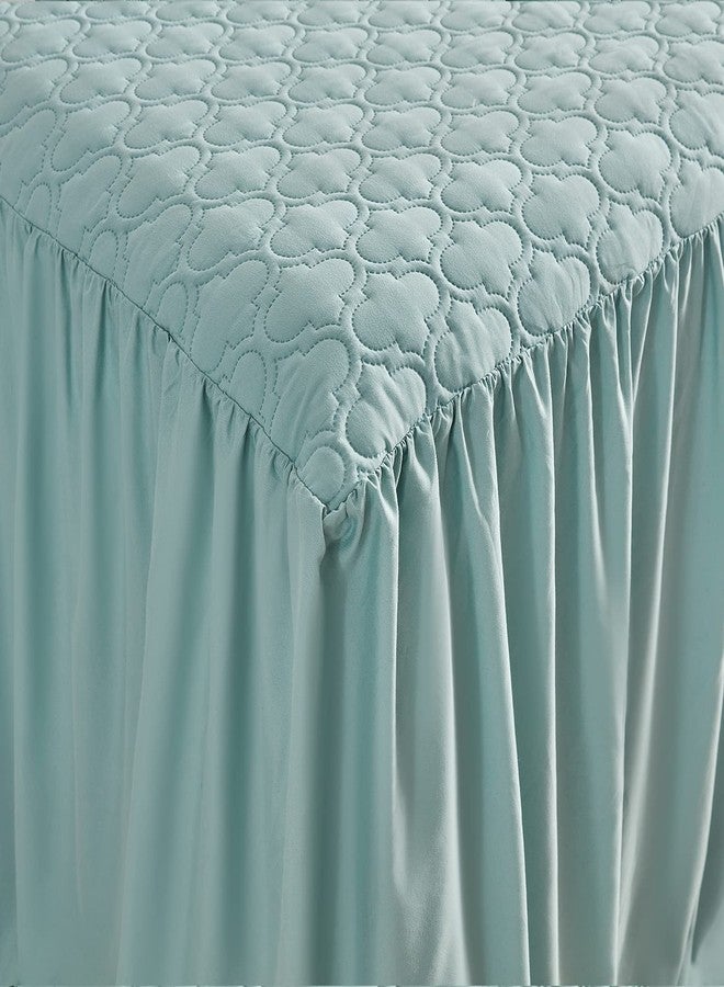 CHIXIN Aqua Ruffle Skirt Bedspread, 30" Long Drop, Shabby Chic Farmhouse Style, Lightweight, 3 Piece Set, King, Light Beige - Image 4