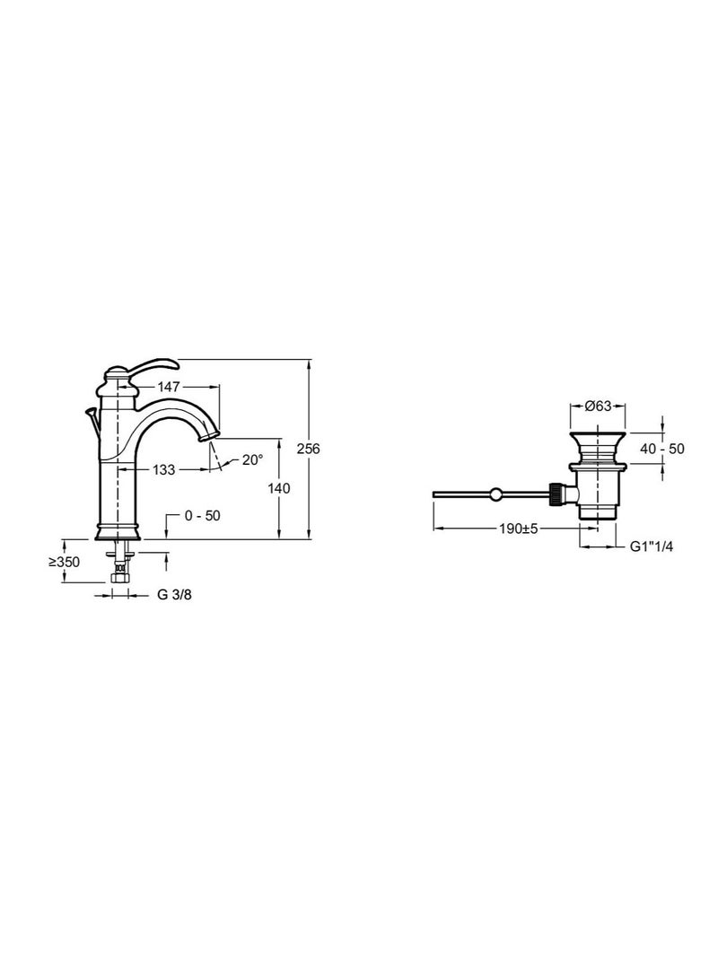 Jacob Delafon E72091-cp Fairfax Metal High Basin Mixer with Pop-up Waste, Chrome - Image 3