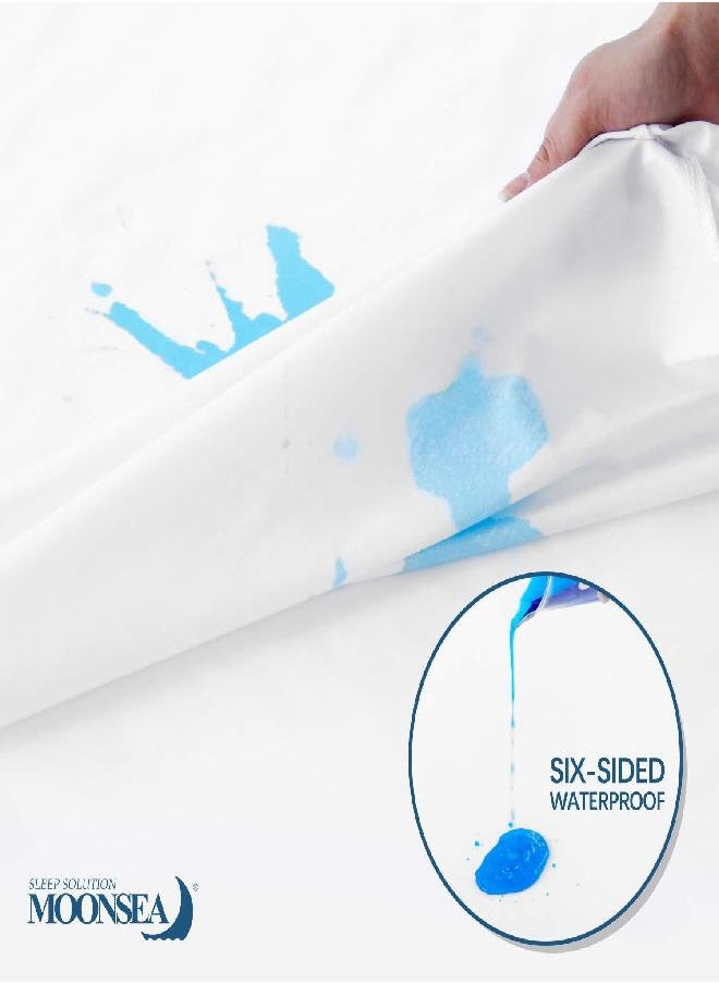 Moonsea Zippered Waterproof Mattress Protector Queen, 6-Side Waterproof Mattress Encasement, Queen Mattress Cover, Box Spring Encasement  - Image 3