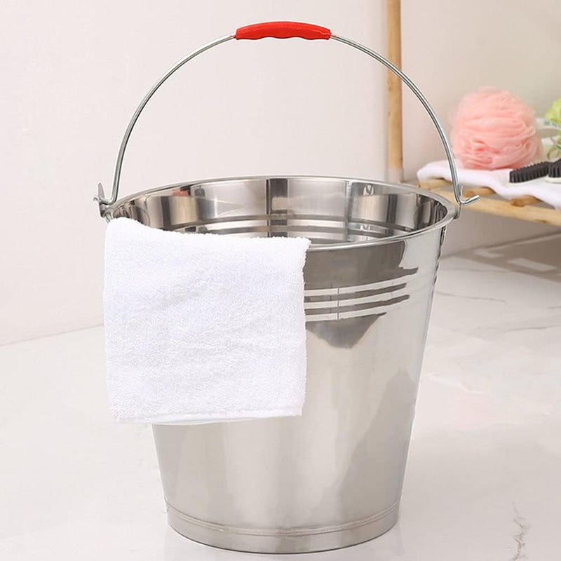 comfrt Metal Bucket with Lid, Stainless Steel Milk Pail Bucket with Lid+ Handle, Durable Bucket for Heavy Loads, Compost, Milk Pail - Image 3