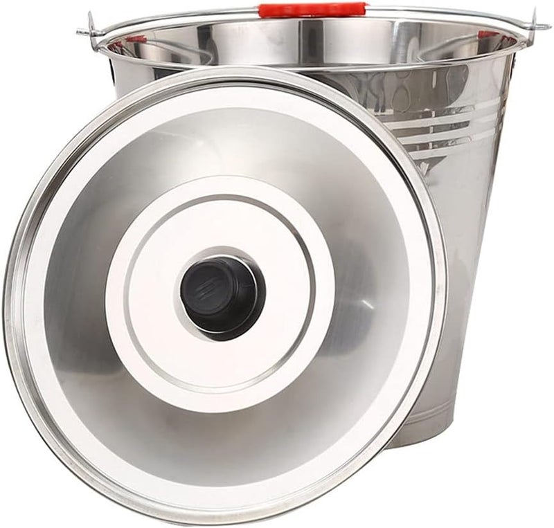 comfrt Metal Bucket with Lid, Stainless Steel Milk Pail Bucket with Lid+ Handle, Durable Bucket for Heavy Loads, Compost, Milk Pail - Image 1