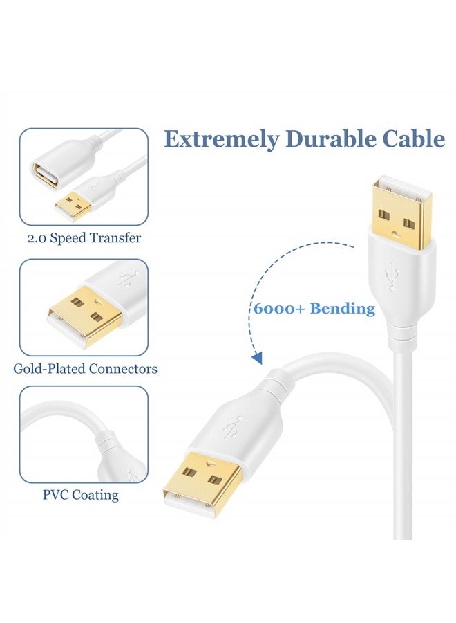 Besgoods كابل تمديد USB، 16 قدم/5 متر USB 2.0 نوع A ذكر إلى أنثى كابل تمديد مع موصلات مطلية بالذهب لمحرك الأقراص، واي فاي، لوحة المفاتيح، الفأرة، الطابعة - أبيض - Image 4