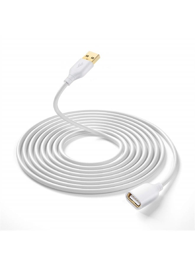 Besgoods كابل تمديد USB، 16 قدم/5 متر USB 2.0 نوع A ذكر إلى أنثى كابل تمديد مع موصلات مطلية بالذهب لمحرك الأقراص، واي فاي، لوحة المفاتيح، الفأرة، الطابعة - أبيض - Image 1