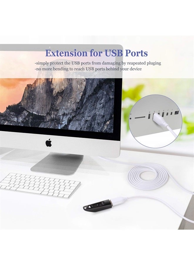 Besgoods كابل تمديد USB، 16 قدم/5 متر USB 2.0 نوع A ذكر إلى أنثى كابل تمديد مع موصلات مطلية بالذهب لمحرك الأقراص، واي فاي، لوحة المفاتيح، الفأرة، الطابعة - أبيض - Image 2