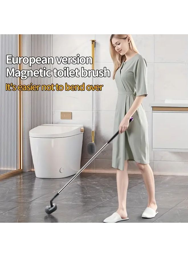 Long Handle Wall Mounted Toilet Brush 35 4 Inch Extended No Bend Design Replaceable Soft Head High Grade Suspension Suction White - Image 4