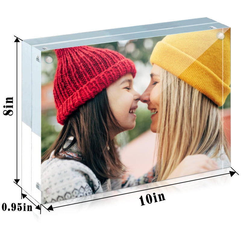 ILYXY 5 Pack Acrylic Frame 8x10  20% Thicker  24mm Thick Frameless Clear Picture Frame  Double Sided Magnetic Photo Frame  Free Standing Desktop Display Stand Acrylic Picture Frames - Image 2