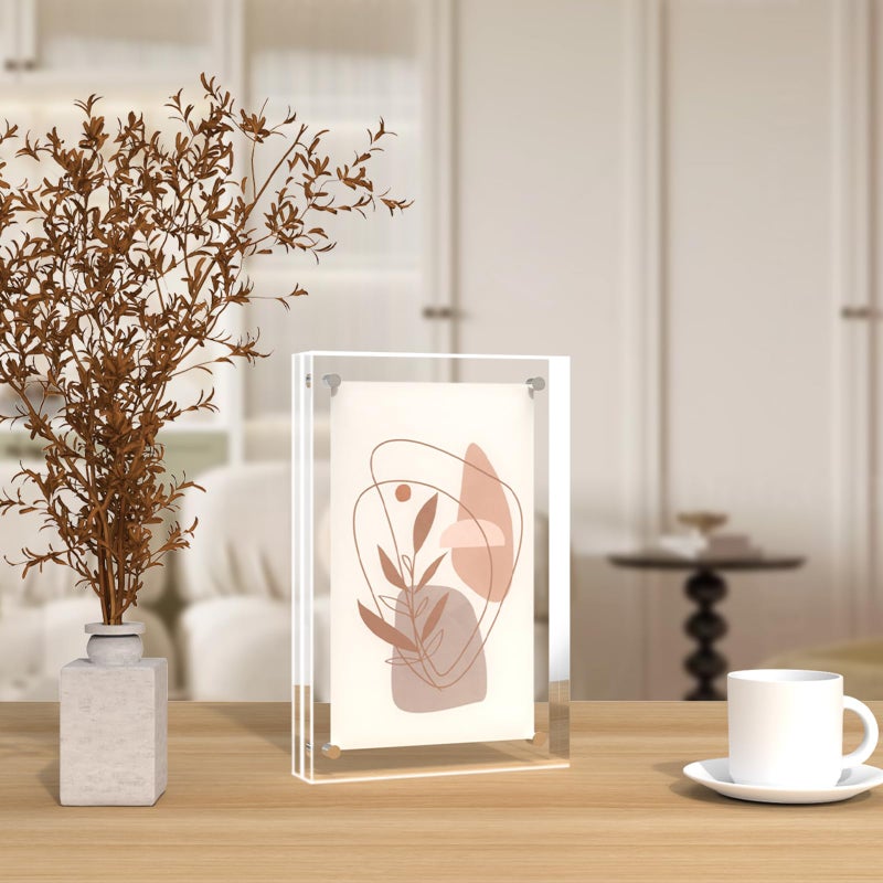 ILYXY 5 Pack Acrylic Frame 8x10  20% Thicker  24mm Thick Frameless Clear Picture Frame  Double Sided Magnetic Photo Frame  Free Standing Desktop Display Stand Acrylic Picture Frames - Image 5