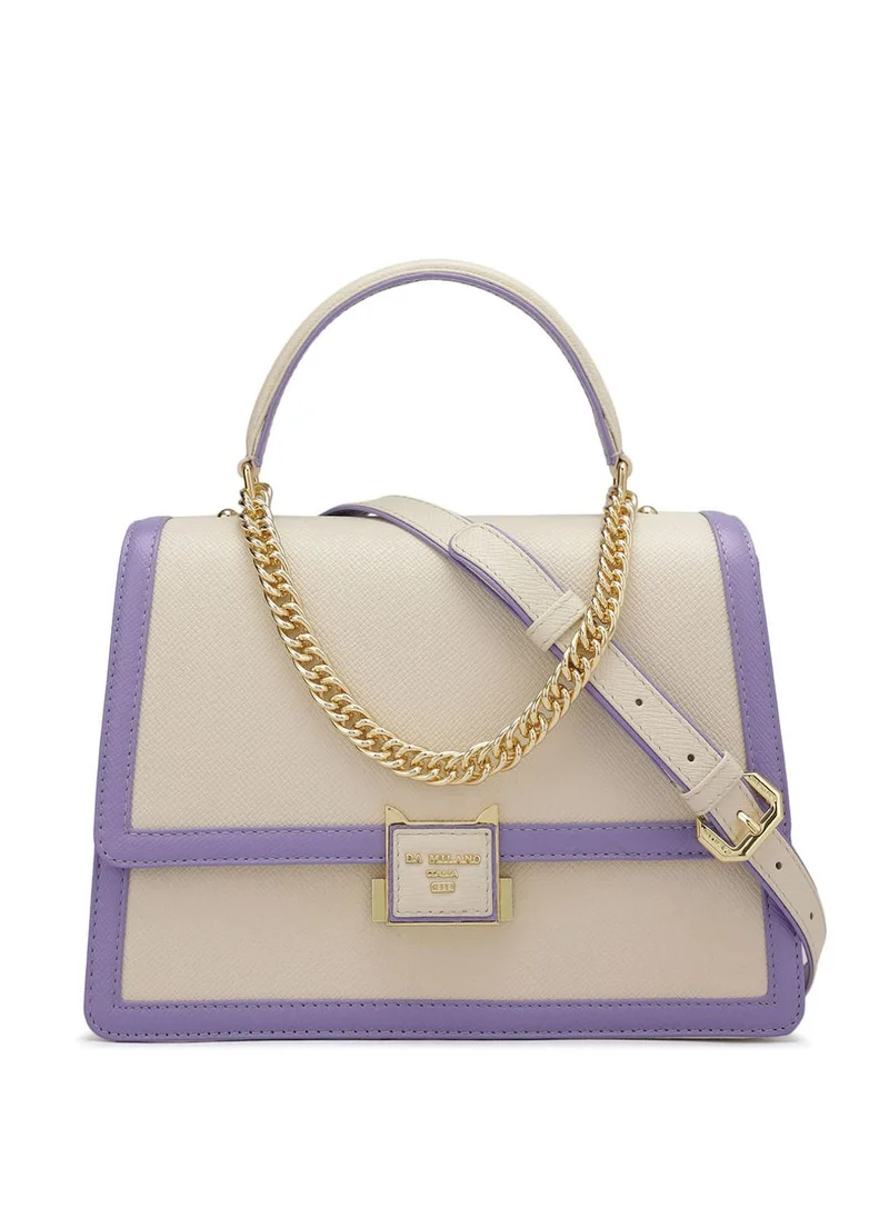 Genuine Leather Beige Satchel Bag