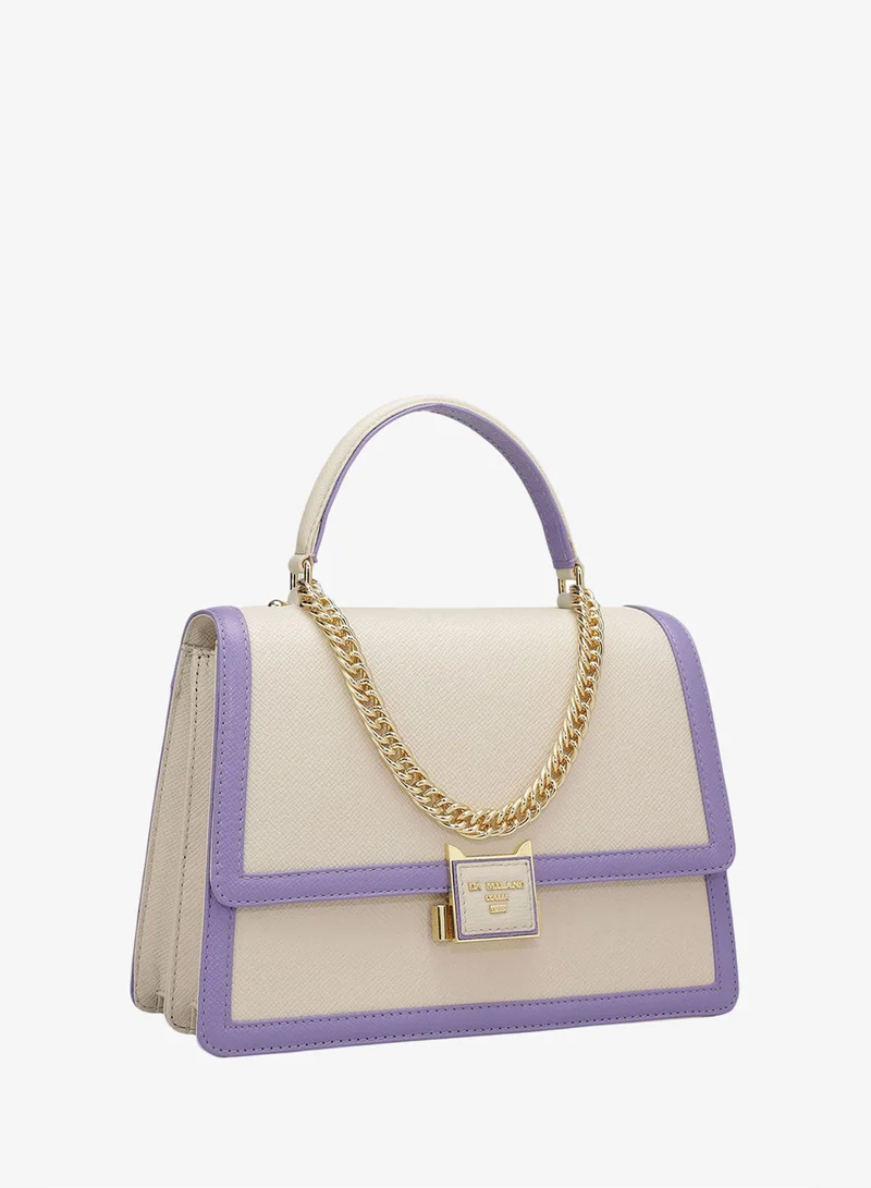Da Milano Genuine Leather Beige Satchel Bag