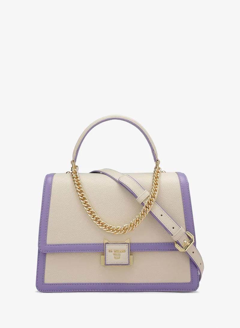 Da Milano Genuine Leather Beige Satchel Bag