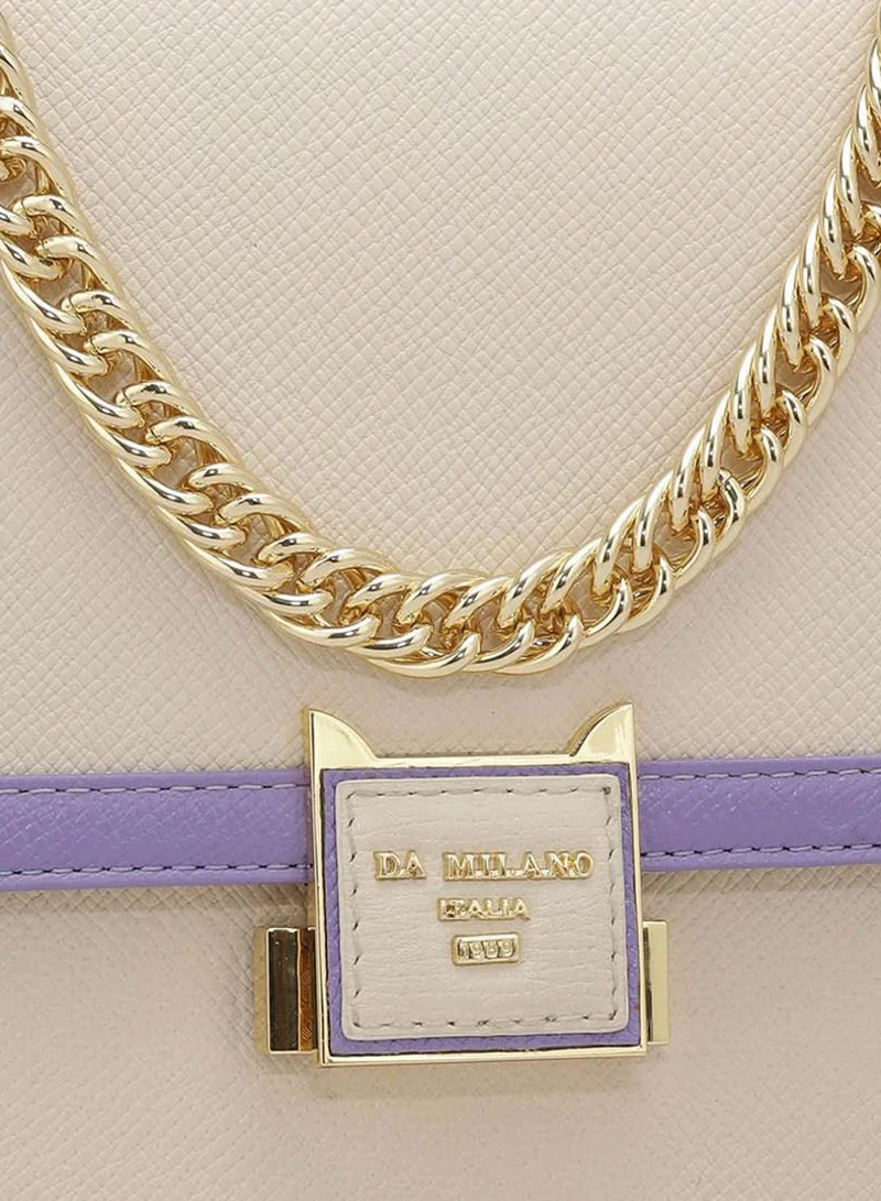 Da Milano  Genuine Leather Beige Satchel Bag for Women | Best Price UAE
