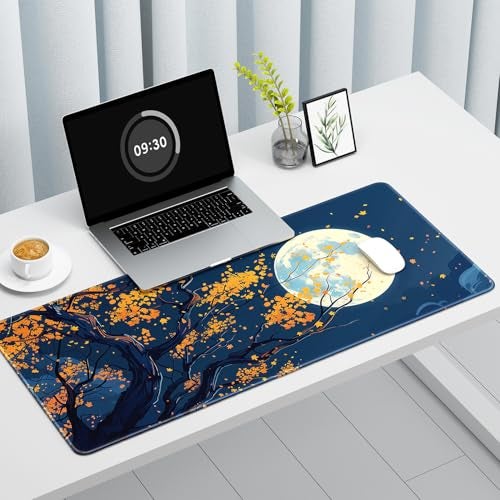 Auhoahsil Large Gaming Mouse Pad Nature Theme XXL 354 x 157 in Desk Pad Stitched NonSlip Rubber Long Computer Mousepad Thin Extended Full Size Desk Mat for Desktop Laptop Wireless Mice Maple - Image 3