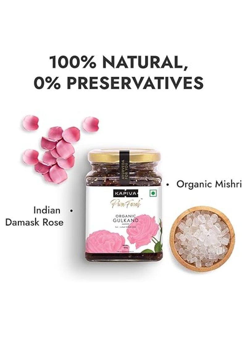 Kapiva Organic Damask Rose Gulkand | 300 g | Traditional Sun-Cooked Rose Petal Preserve | Made with Organic Rose Petals & Mishri | No Artificial Colours or Flavours - Image 2