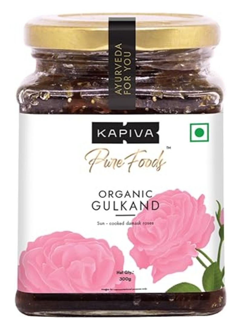 Kapiva Organic Damask Rose Gulkand | 300 g | Traditional Sun-Cooked Rose Petal Preserve | Made with Organic Rose Petals & Mishri | No Artificial Colours or Flavours - Image 1