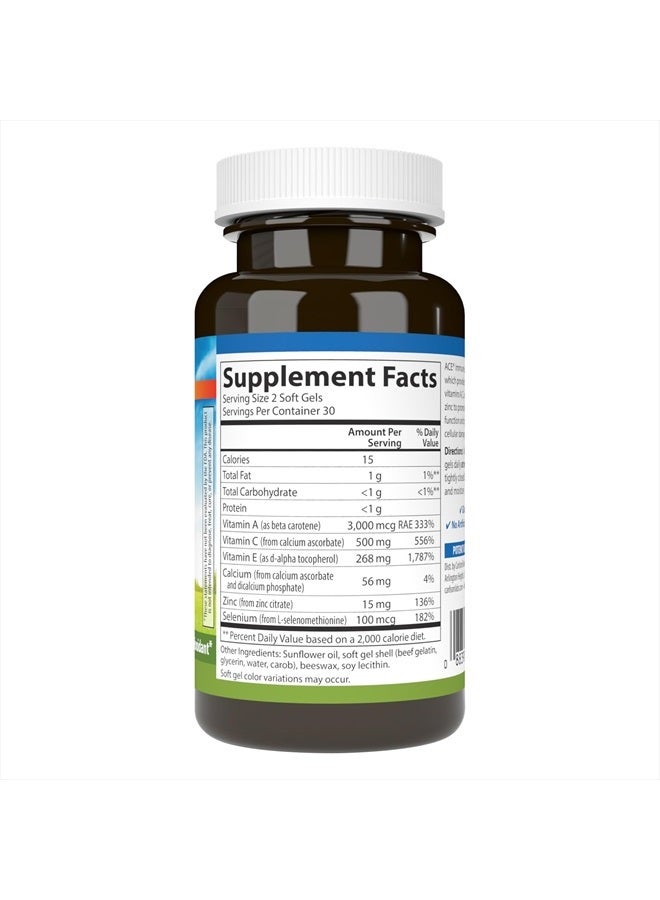 Carlson ACES + Zn, Vitamins A, C, E + Selenium & Zinc, Cellular Health & Immune Support, Antioxidant, 60 Softgels  - Image 2