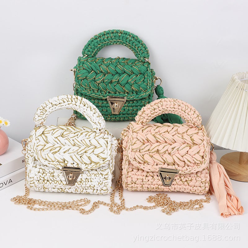 2024 Spring And Hyun-A Handmade Crochet Crossbody Bag Spot Finished All-Match Small Square Bag - Image 2