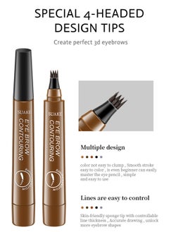SUAKE Eyebrow Contouring Pen with Tint 4-Tip Brow Fork Natural Smudge-Proof Long-Lasting Waterproof Eye Makeup for Women  - Image 3