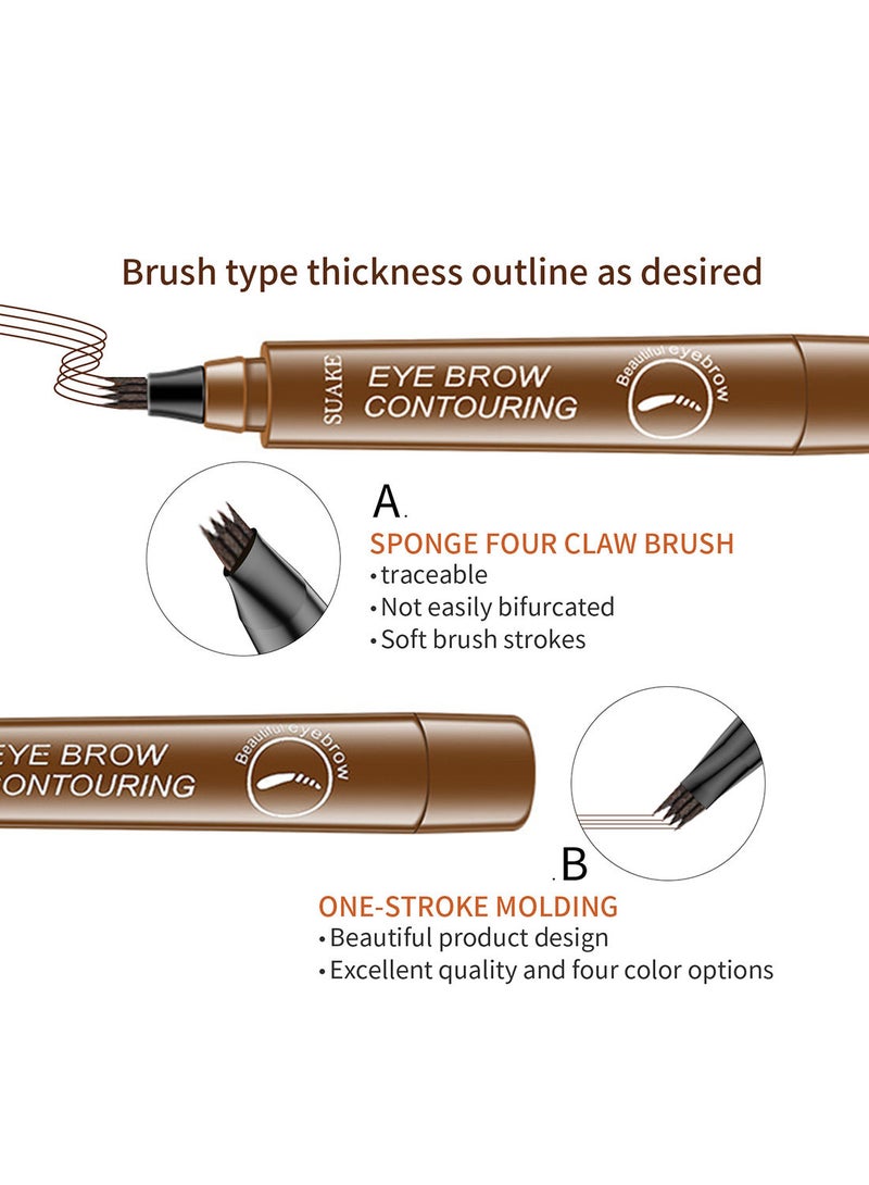 SUAKE Eyebrow Contouring Pen with Tint 4-Tip Brow Fork Natural Smudge-Proof Long-Lasting Waterproof Eye Makeup for Women - Image 4