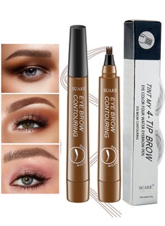 SUAKE Eyebrow Contouring Pen with Tint 4-Tip Brow Fork Natural Smudge-Proof Long-Lasting Waterproof Eye Makeup for Women  - Image 1