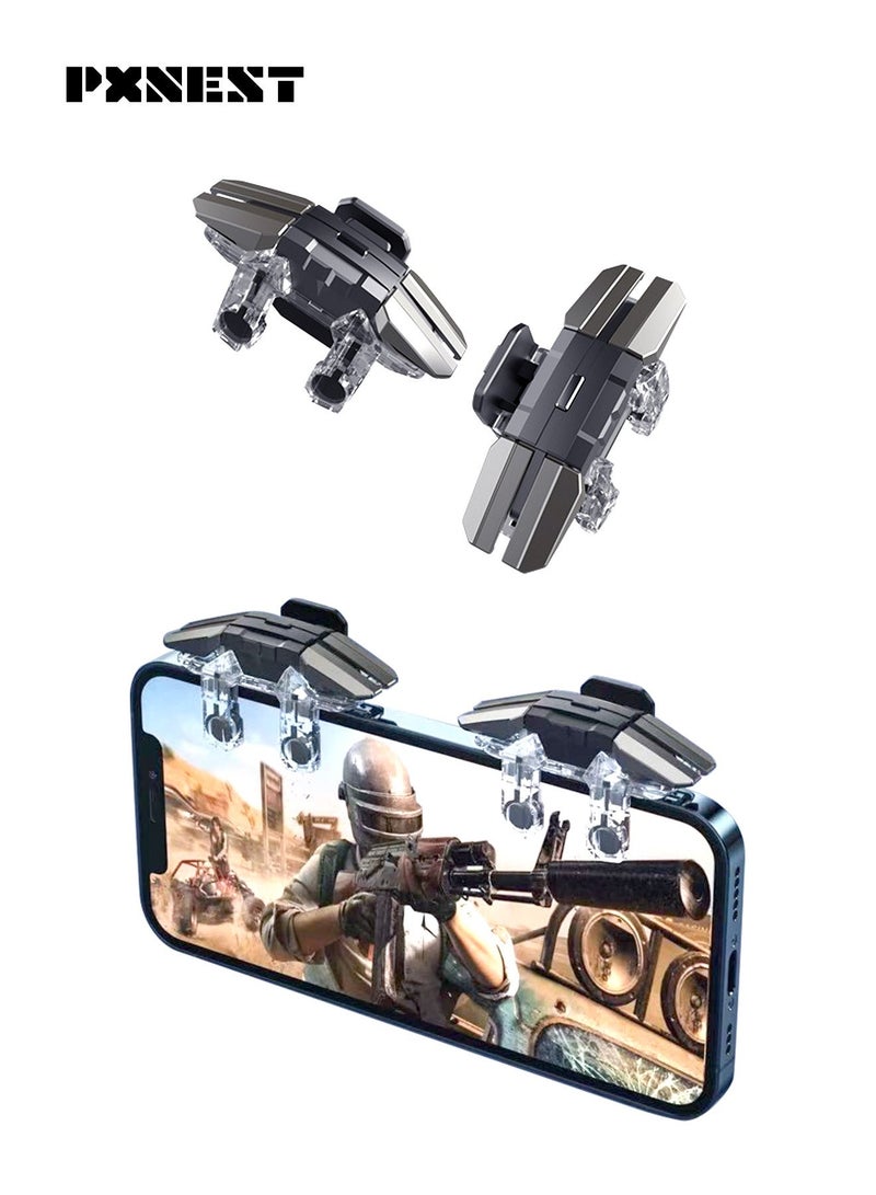 بيكسنست مشغل لعبة PUBG Mobile، 4 مشغلات L1R1 L2R2، متوافق مع هواتف Android iPhone، متوافق مع الهواتف التي يبلغ سمكها 3-12 مم، مناسب لـ PUBG/Fortnite/Call of Duty/Rules of Survival والعديد من الألعاب الأخرى - Image 1