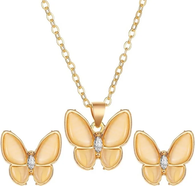 Chavin Stoned Butterfly Necklace and Earring Set ER94
