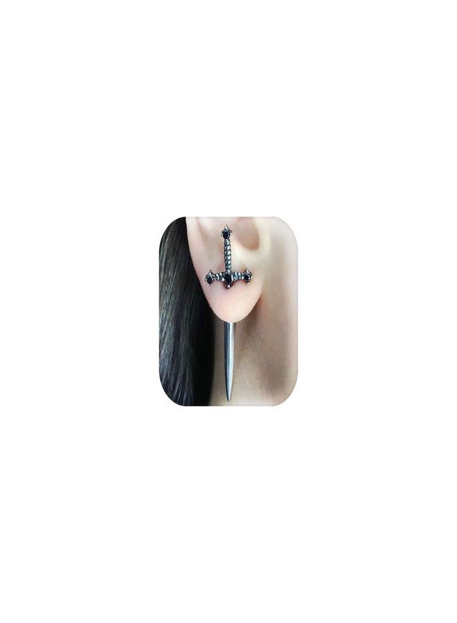 piercing 1Pcs Goth Jewelry, Gothic Earrings, Gothic Jewellery, Sword Earrings with Goth Rings and Halloween Earrings for Festival Costume - Image 1