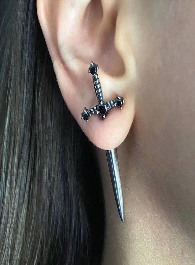 piercing 1Pcs Goth Jewelry, Gothic Earrings, Gothic Jewellery, Sword Earrings with Goth Rings and Halloween Earrings for Festival Costume - Image 3