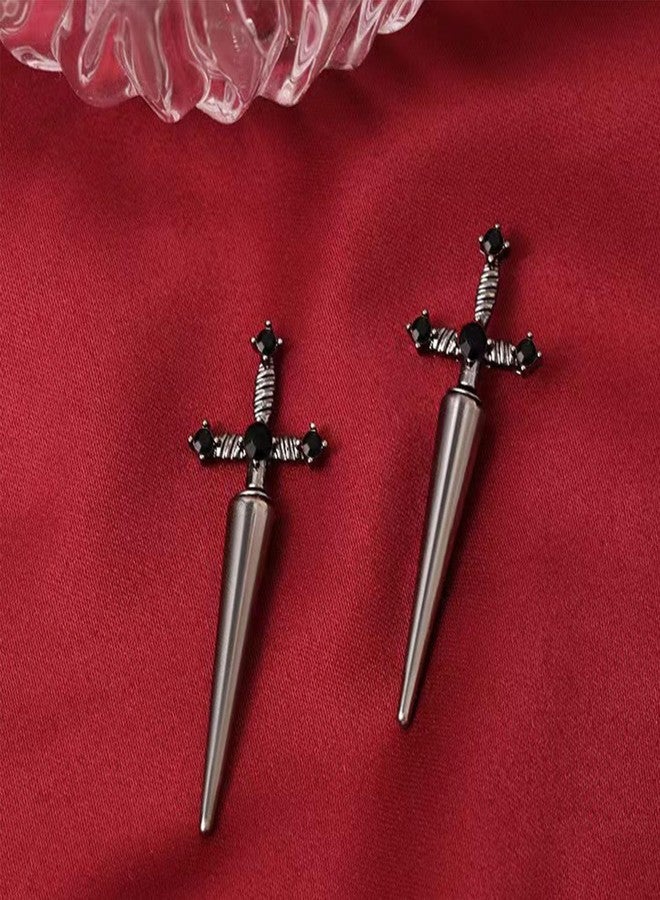 piercing 1Pcs Goth Jewelry, Gothic Earrings, Gothic Jewellery, Sword Earrings with Goth Rings and Halloween Earrings for Festival Costume - Image 4