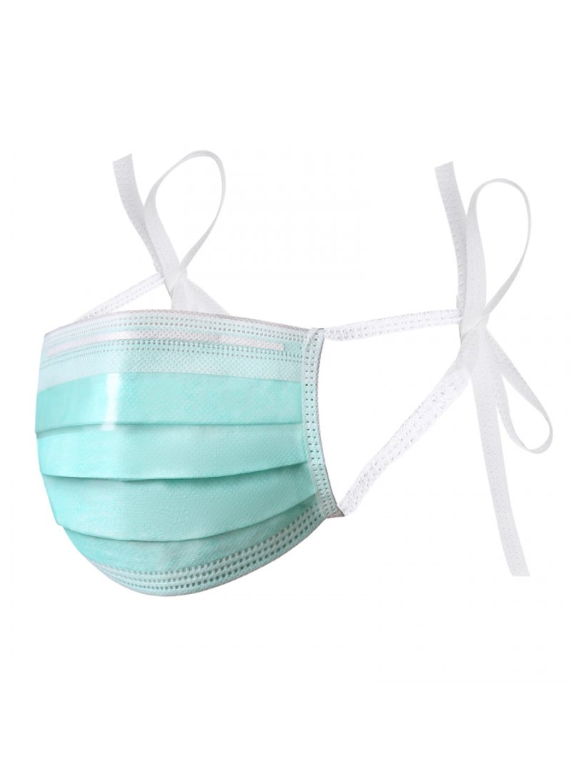 Loquat 50 Pieces Disposable Masks with Tie Blue Cotton - Image 1